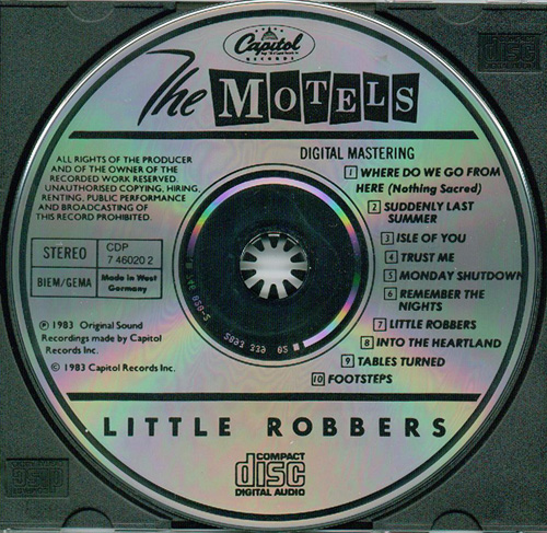 The West German pressing of The Motels Little Robbers (Capitol, 